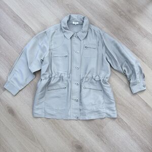 Neiman Marcus Silk Convertible Utility Jacket Men’s Sz XL Silver Luxe Streetwear